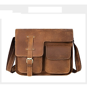 Túi đeo chéo nam dáng ngang BHM1050 chuẩn Da bò sáp thô nguyên tấm, siêu bền bỉ vừa laptop 13.3", A4