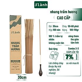 Nhang Trầm Hương 3 Lành Đặc Biệt Cao Cấp Thượng Hạng 23-30-40cm, 100gr Tự Nhiên 100% Thờ Cúng