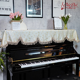 Khăn Phủ Đàn Piano Vàng Kem, Họa Tiết Bông Hoa Ku-034