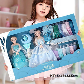 Hình ảnh Búp bê elsa barbie đồ chơi cho bé gái 3 4 5 tuổi kèm 10 váy và phụ kiện có hộp đẹp, quà tặng sinh nhật cho bé