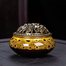 Mua Lư gốm sứ Hoa Văn Xông đốt nụ vân mây nhang Trầm Hương kèm đế lót bông - Mộc Trầm Hương Khang Bình