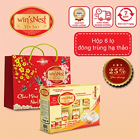 XUÂN 2025 - Yến Sào wins'Nest 25% tổ yến chưng đông trùng hạ thảo (6 Lọ x 70 ml / Hộp)