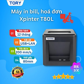 Mua Máy in nhiệt  in bill  in hoá đơn XPRINTER T80L khổ 80mm kết nối cổng USB + LAN  in qua điện thoại  tặng kèm cuộn giấy in  HÀNG CHÍNH HÃNG 