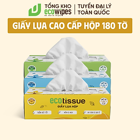 Khăn giấy ăn khăn giấy lụa Ecotissue hộp cao cấp 180 tờ siêu mềm mịn thấm hút tốt an toàn khi sử dụng