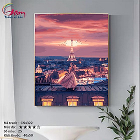 Mua Trang trang trí sơn dầu tự tô Gam cô gái bên tháp Eiffel CN4322