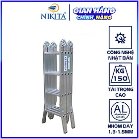 Mua Thang nhôm gấp bốn khúc  Khóa thang tự động  an toàn  tiện dụng  đa năng - Chính hãng NIKITA 2024