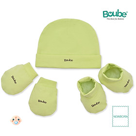 Set phụ kiện mũ, bao chân, bao tay nhiều màu sắc cho trẻ sơ sinh Boube, vải Cotton Organic thoáng mát - Size Newborn