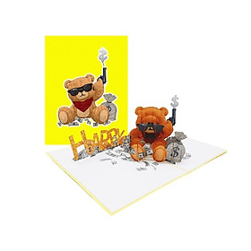 A48 - Thiệp 3D Gấu Gangster – Happy Money Bear – Pop Up Card Viethands Giftshop 