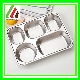 Sỉ sll 100 Khay cơm inox 5 ngăn sâu lòng công nghiệp chất lượng an toàn phong cách hàn quốc
