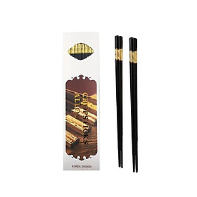 Hộp 10 Đôi Đũa Mạ Vàng Hàn Quốc Cao Cấp Chống Trơn Chống Mốc Chịu Nhiệt Cao