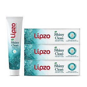 Combo 3 Kem Đánh Răng Lipzo Shiny Clean Vị The Mát Diệt Khuẩn 185g Khử Mùi