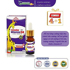 Canadas Vitamin D3 dạng nhỏ giọt với D3 K2 nhập khẩu châu Âu giúp xương răng thêm chắc khỏe, nagăn ngừa trẻ còi xương - Hộp 1 lọ x 10ml