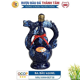 Đặc Sản Bình Định - Rượu Bàu Đá Thành Tâm BA BẦU (Màu xanh bút bi) 650ml - OCOP 3 Sao