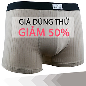 Quần lót nam boxer đùi cotton cao cấp đẹp gợi cảm Fossati Classic Rise co dãn 4 chiều màu be trẻ trung, vải 95% cotton 5% Spandex sọc dệt đẹp, may tôn dáng