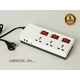 Ổ Cắm Dài 3 Lỗ Kèm Cổng USB Dobo Electric Korea (16A - 3m) - Trắng