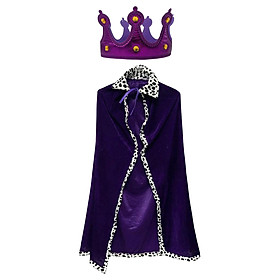 King Robe and Crown Halloween Costume Cosplay Children Girls Boys Cloak