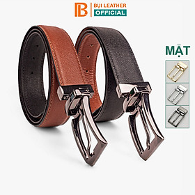 Thắt lưng nam, dây nịt nam da bò Saffiano 2 lớp Bụi Leather L109 - Khóa cài xoay 360 độ, dùng được cả 2 mặt - Bảo hành 12 tháng