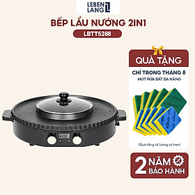 Mua Nồi lẩu điện 2 ngăn Lebenlang LBTT5288  bếp lẩu nướng 2in1 đa năng tròn loại to công suất 1800W tiện lợi cho gia đình - hàng chính hãng