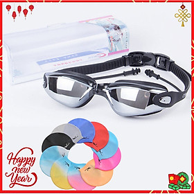 Kính Bơi Tráng Gương kèm bịt tại cao cấp Cleacco chống sương mù , chống tia UV Hàng chính hãng - Tặng kèm nón bơi Silicon ( Màu ngẫu nhiên )