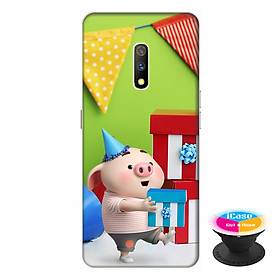 Ốp lưng dành cho điện thoại Realme X hình Heo Con Tặng Quà - tặng kèm giá đỡ điện thoại iCase xinh xắn - Hàng chính hãng
