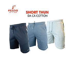 Quần short nam thun trên gối, quần short da cá thể thao nam 100% cotton thương hiệu Fezzio