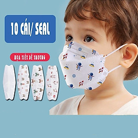 Túi 10 chiếc Khẩu trang 4D KF94 khẩu trang họa tiết kháng khuẩn 4 lớp cho