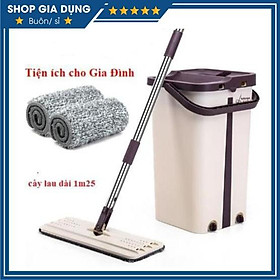 Mua Bộ Cây Lau Nhà 360 Độ Chính Hãng Cao Cấp Mặt Lau Hình Chữ Nhật kèm 2 bông lau