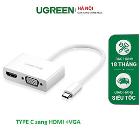 Cáp chuyển đổi USB type C to HDMI/VGA hỗ trợ full HD 3D 4Kx2K chính hãng Ugreen 30843 hàng chính hãng