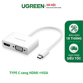 Mua Cáp chuyển đổi USB type C to HDMI/VGA hỗ trợ full HD 3D 4Kx2K chính hãng Ugreen 30843 hàng chính hãng