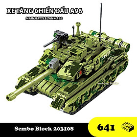 Đồ chơi Lắp ráp Xe Tăng chiến đấu A96, Sembo Block 203108 Xếp hình thông minh, Mô hình quân sự