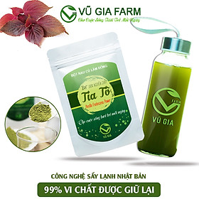 Bột Lá Tía Tô Sấy Lạnh Nguyên Chất Vũ Gia (50g/ túi) + Tặng Chai Thủy Tinh Đựng Nước Ép Có Dây Treo 300ml - Hỗ trợ điều trị cảm cúm, cảm lạnh, giảm bớt nám, tàn nhang