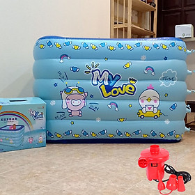 Bể bơi phao trẻ em KT 120*90*75 cm loại thành cao 75cm (Tặng bơm điện)