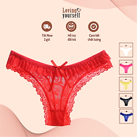 Combo 2 quần lót nữ, quần lọt khe, quần lót tam giác ren lưới xuyên thấu sexy, đính nơ xinh xắn ( màu ngẫu nhiên) LYEQ052