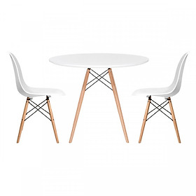 Bộ Bàn Tròn Trắng 2 Ghế Eames