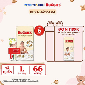 Tã quần Huggies Skin Perfect L Super Jumbo 60+6 miếng với 2 vùng thấm giảm kích ứng da