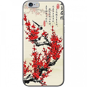 Ốp lưng dành cho iPhone 6 Plus, iPhone 6S Plus mẫu Hoa đào đỏ thư pháp