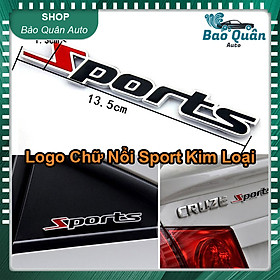 Logo chữ nổi SPORT kim loại dán trang trí ô tô