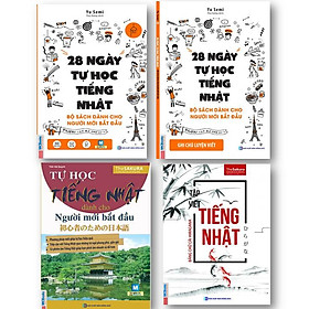 Bộ sách 4 cuốn ( 28 ngày tự học tiếng nhật - ghi chú luyện viết sách bài tập - tự học tiếng nhật dành cho người mới bắt đầu - tập viết tiếng nhật hiragana )t