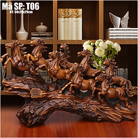 Tượng Bát Mã Truy Phong để bàn kích thước 50x20x29cm, Tượng Mã đáo thành công trang trí nhà cửa, quà tặng cao cấp, Mã T06