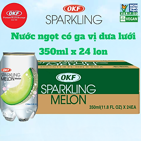 Nước ngọt có ga vị dưa lưới NƯỚC CÓ GA DƯA LƯỚI OKF Hàn Quốc x 24 lon 350ml