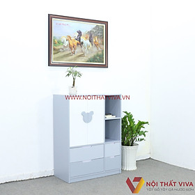 Mua Tủ Quần Áo Trẻ Em Đẹp Gỗ MDF Có Hộc Trang Trí Màu Trắng Phối Tím Gọn Đẹp