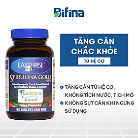 Tảo Mặt Trời Earthrise Spirulina Gold Plus - Tăng cân chắc khỏe từ hệ cơ, an toàn tự nhiên, nhập khẩu nguyên hộp - Lọ 360 viên