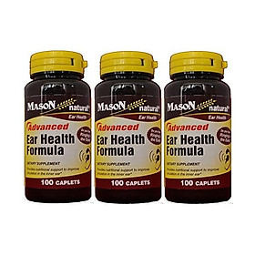 Mason Natural Advance Ear Health Formula Bioflavonoids Plus 100 Caplets per Bottle Pack of 3 Total 300 Caplets