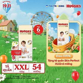 Tã quần Huggies Skin Perfect XXL Super Jumbo 48+6 miếng với 2 vùng thấm giảm kích ứng da
