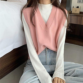 Áo len gile nữ phong cách Hàn Quốc trẻ trung phối đồ dễ thương