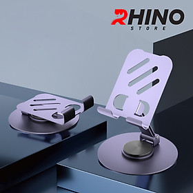 Kệ đỡ điện thoại 360° Rhino KP305, giá đỡ hợp kim nhôm cao cấp để bàn tiện lợi có thể gấp gọn - Hàng chính hãng