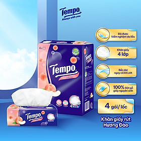 Lốc 4 Gói Khăn Giấy Cao Cấp Tempo Softpack Không Mùi, 4 Lớp, Không Gây Kích Ứng Da (90 Tờ/ Gói) - Thương Hiệu Đức
