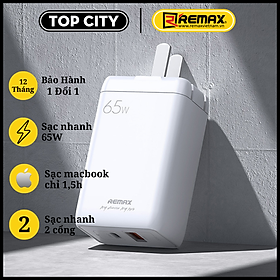 Mua Củ Sạc Nhanh 2 Cổng GaN 65W chuẩn kép QC+PD - Hàng Chính Hãng Remax RP-U53