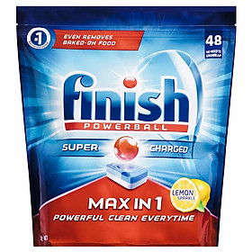 Túi 48 viên rửa chén Finish All In1 Max Dishwasher Tablets Lemon PTT09439 - hương chanh