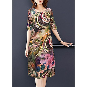 Đầm Suông Chữ A Silk Lụa In Hoa Tay Lỡ Kiểu Đầm Suông Nhiều Mẫu Size Lớn Cho Người Mập